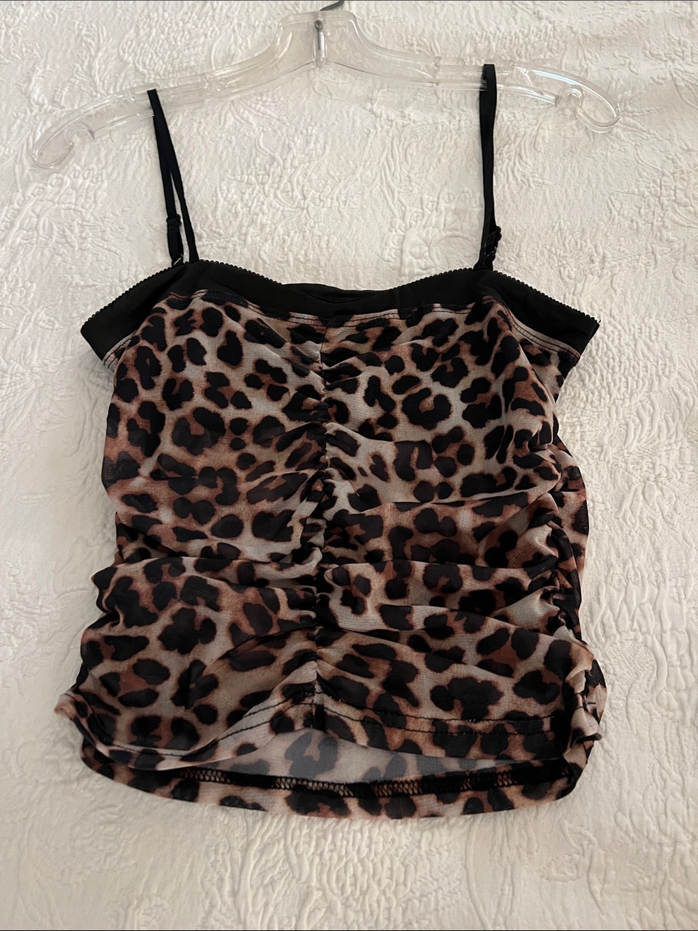 Leopard Ruched Cami Top - Black & Brown